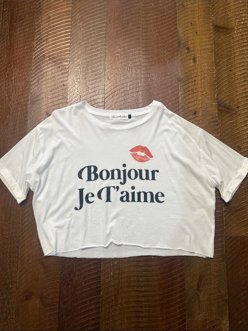 The Laundry Room White Graphic Tee with Red Lip Print